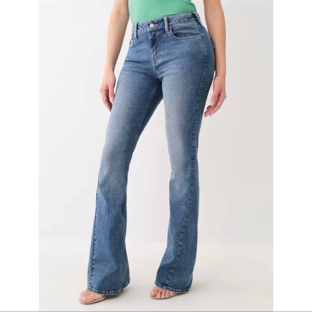 True Religion Joey‎ MidRise Flap Flare Classic Blue Jeans, Size 31